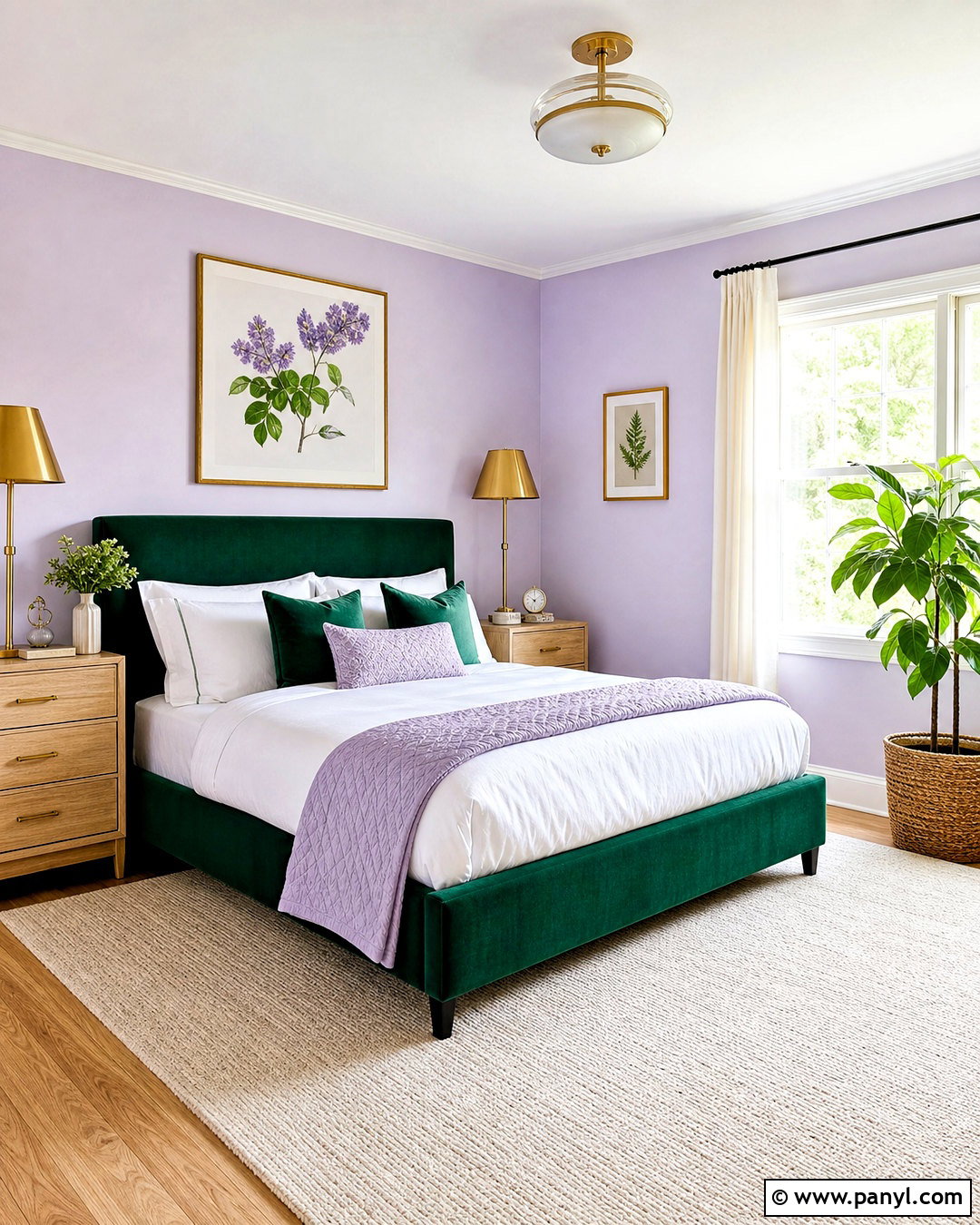 Emerald Green And Lavender Guest Room - 20 emerald green colour palette ideas