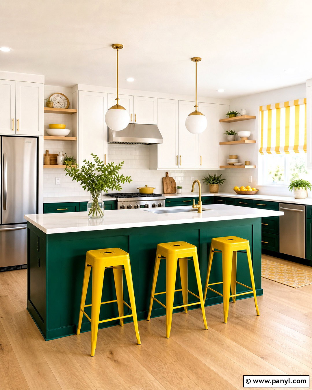 Emerald Green And Lemon Yellow Kitchen - 20 emerald green colour palette ideas