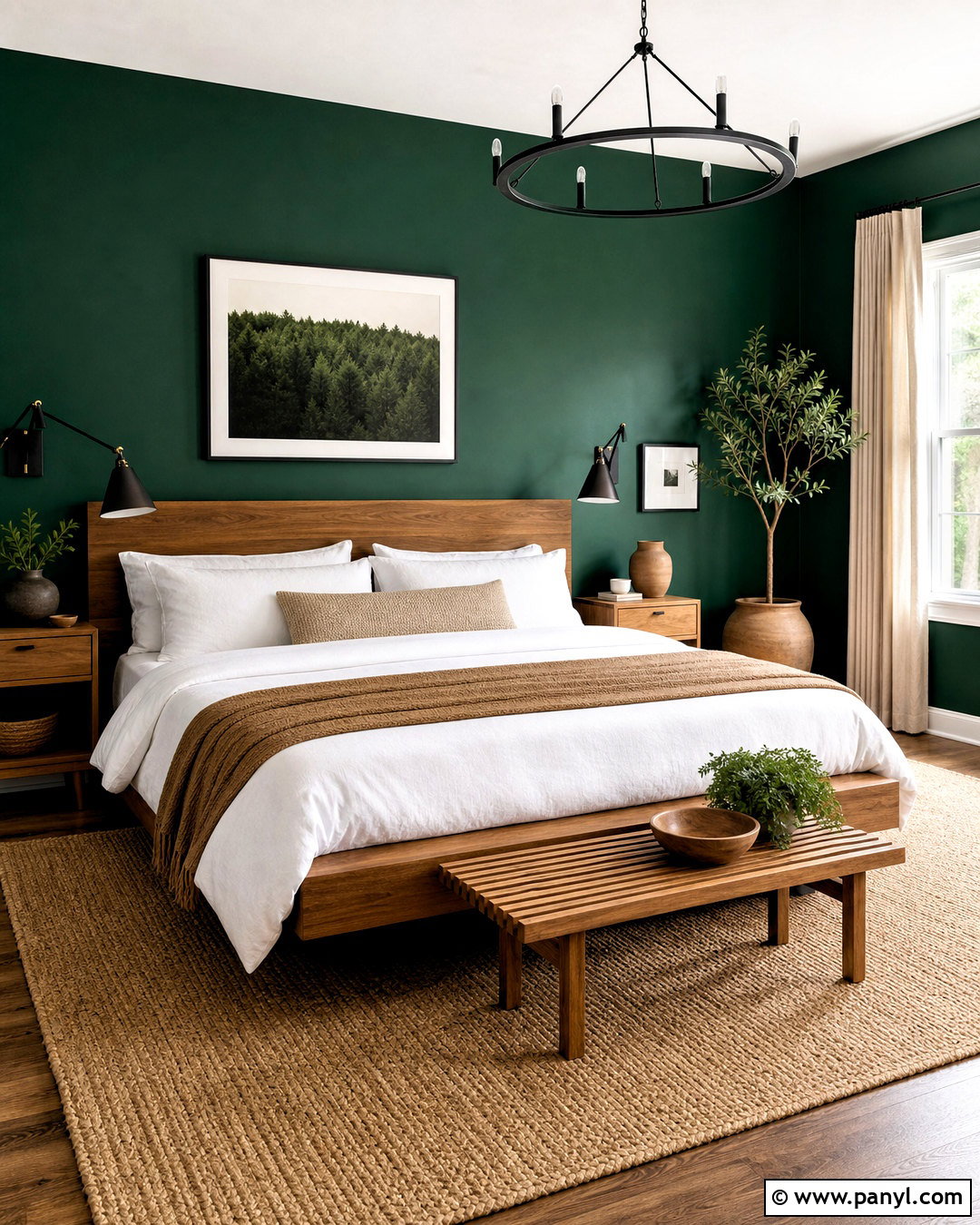 Emerald Green And Natural Wood Bedroom - 20 emerald green bedroom colour schemes
