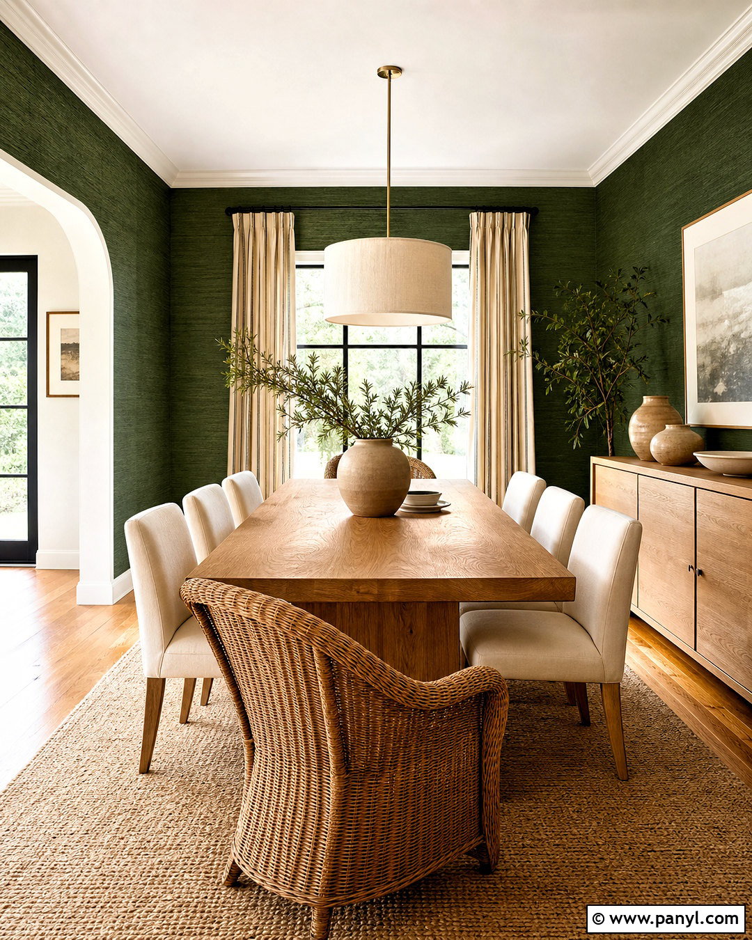 Emerald Green And Natural Wood Dining Room - 20 emerald green room decor ideas