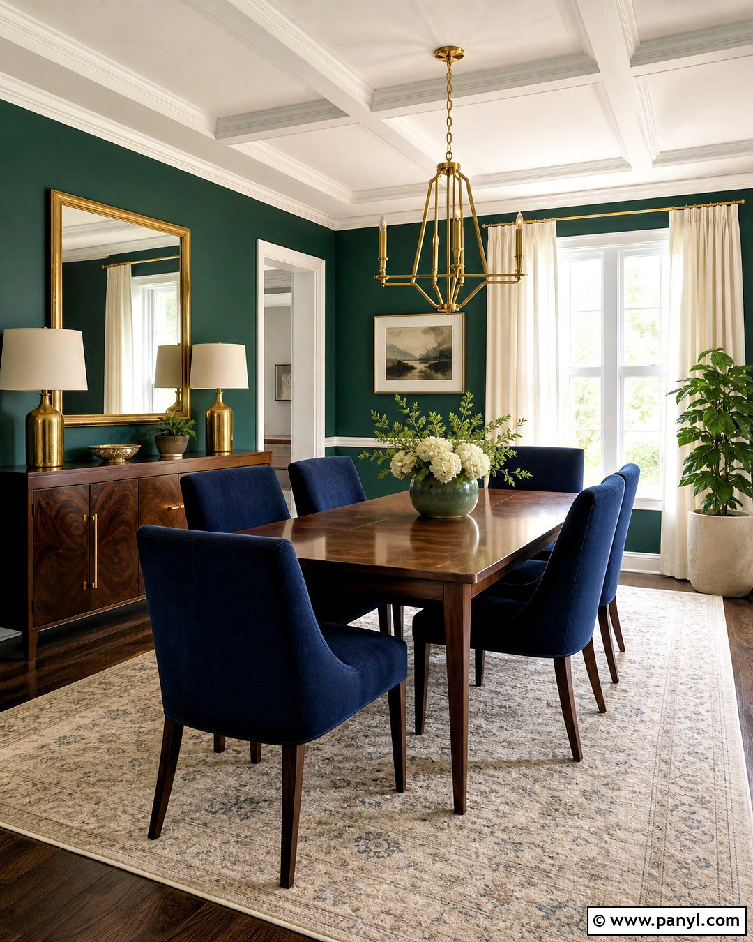 Emerald Green And Navy Blue Dining Room - 20 emerald green colour palette ideas