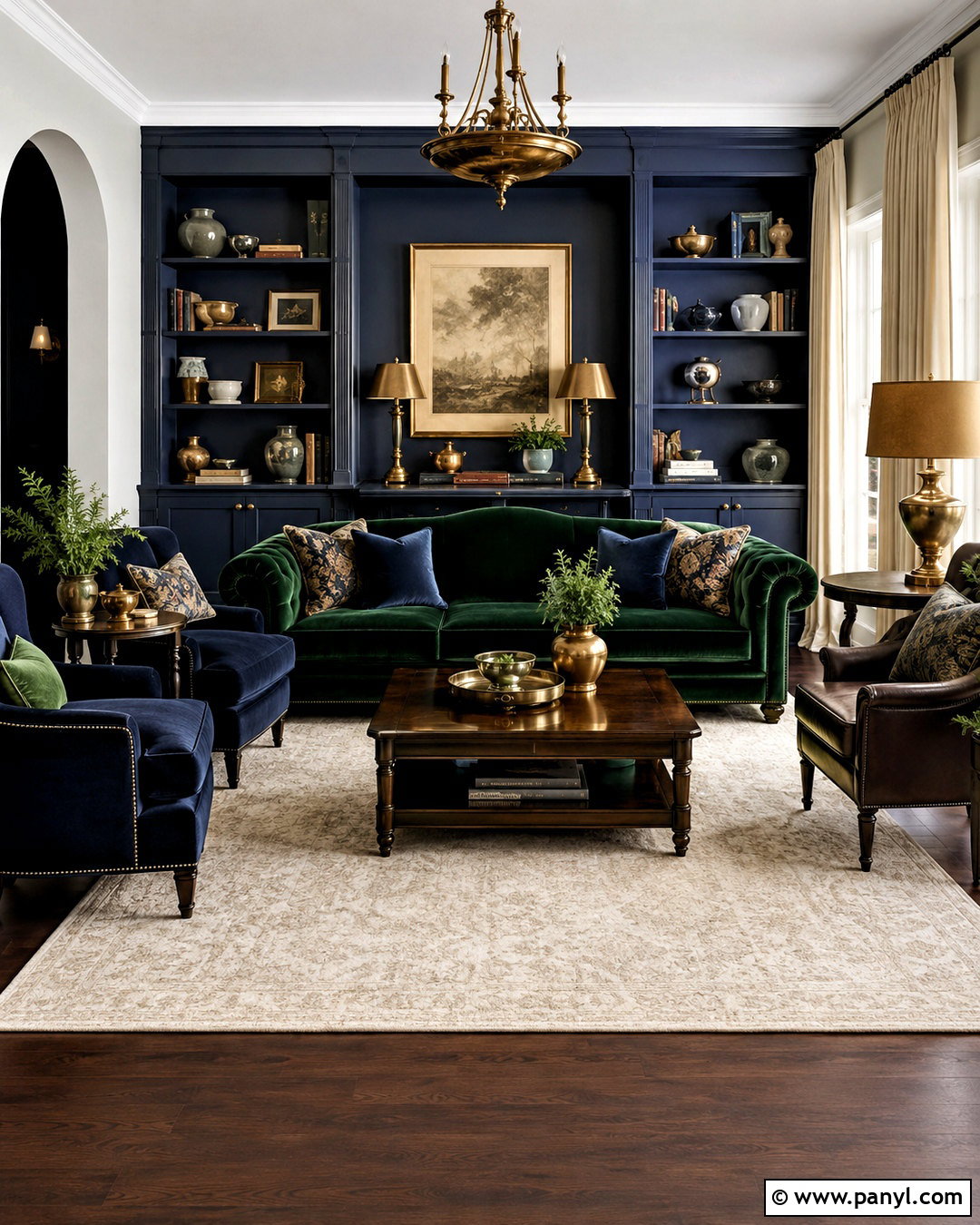 Emerald Green And Navy Living Room - 20 living room color combination ideas