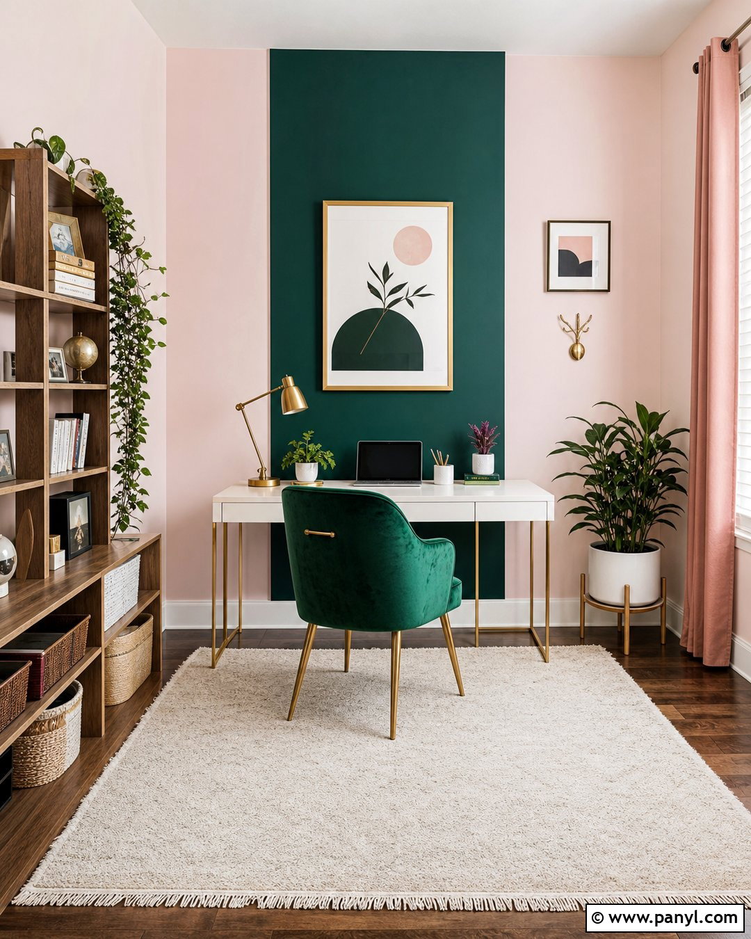 Emerald Green And Pale Pink Two Tone Wall - 35 2 Tone Wall Paint Ideas