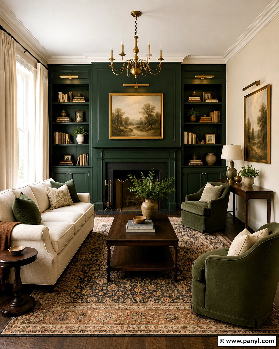 Emerald Green And Parchment Living Room - 35 wall color combinations living rooms