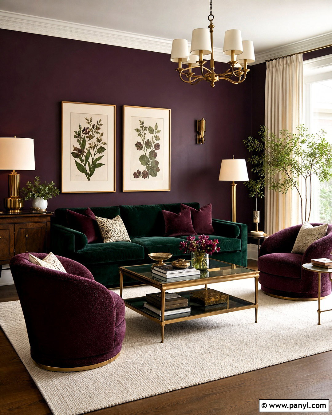 Emerald Green And Plum Living Room - 20 purple and green living room ideas