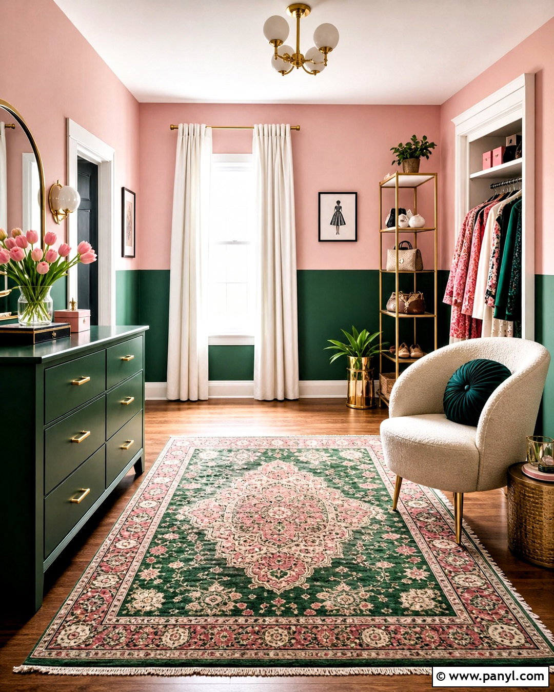 Emerald Green And Powder Pink Split Wall Paint - 20 split wall paint color schemes