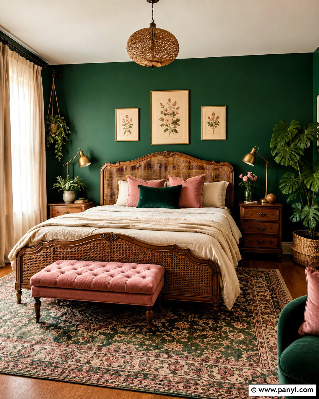 Emerald Green And Rose Boho Bedroom - 20 boho bedroom color palettes