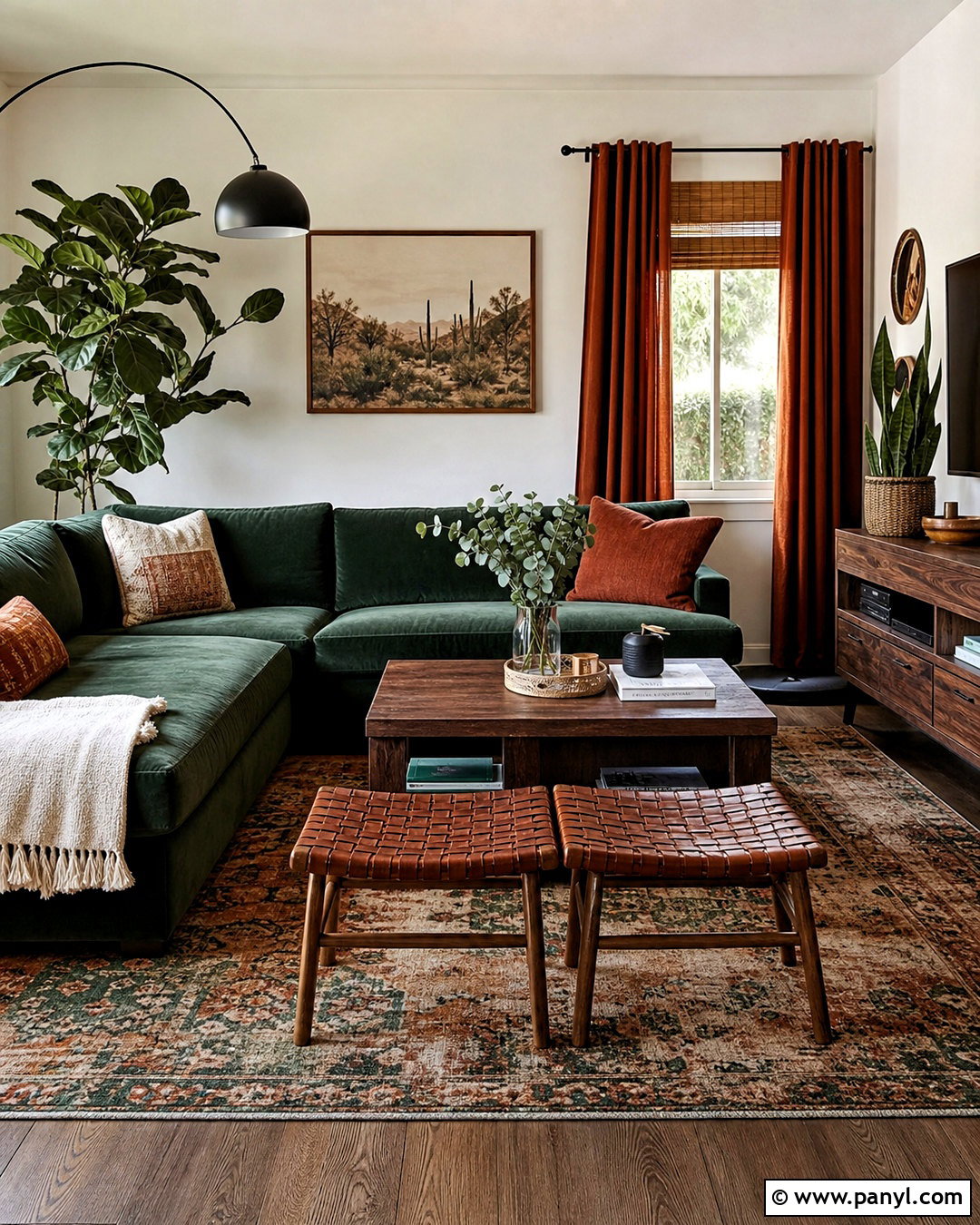 Emerald Green And Rust Orange Living Room - 20 emerald green living room color scheme ideas