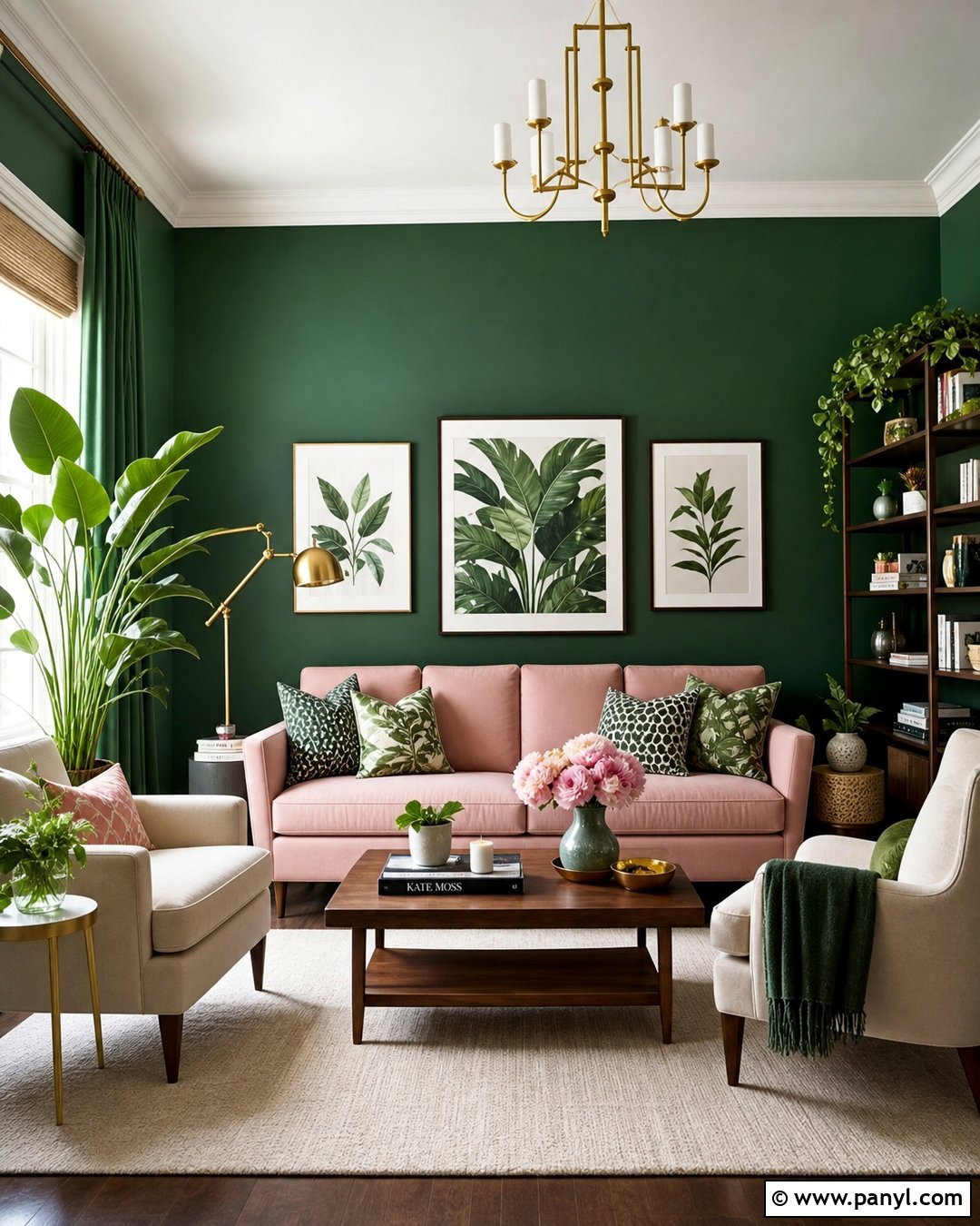 Emerald Green And Soft Pink Interior Colour Combination - 20 Interior House Colour Combination Ideas