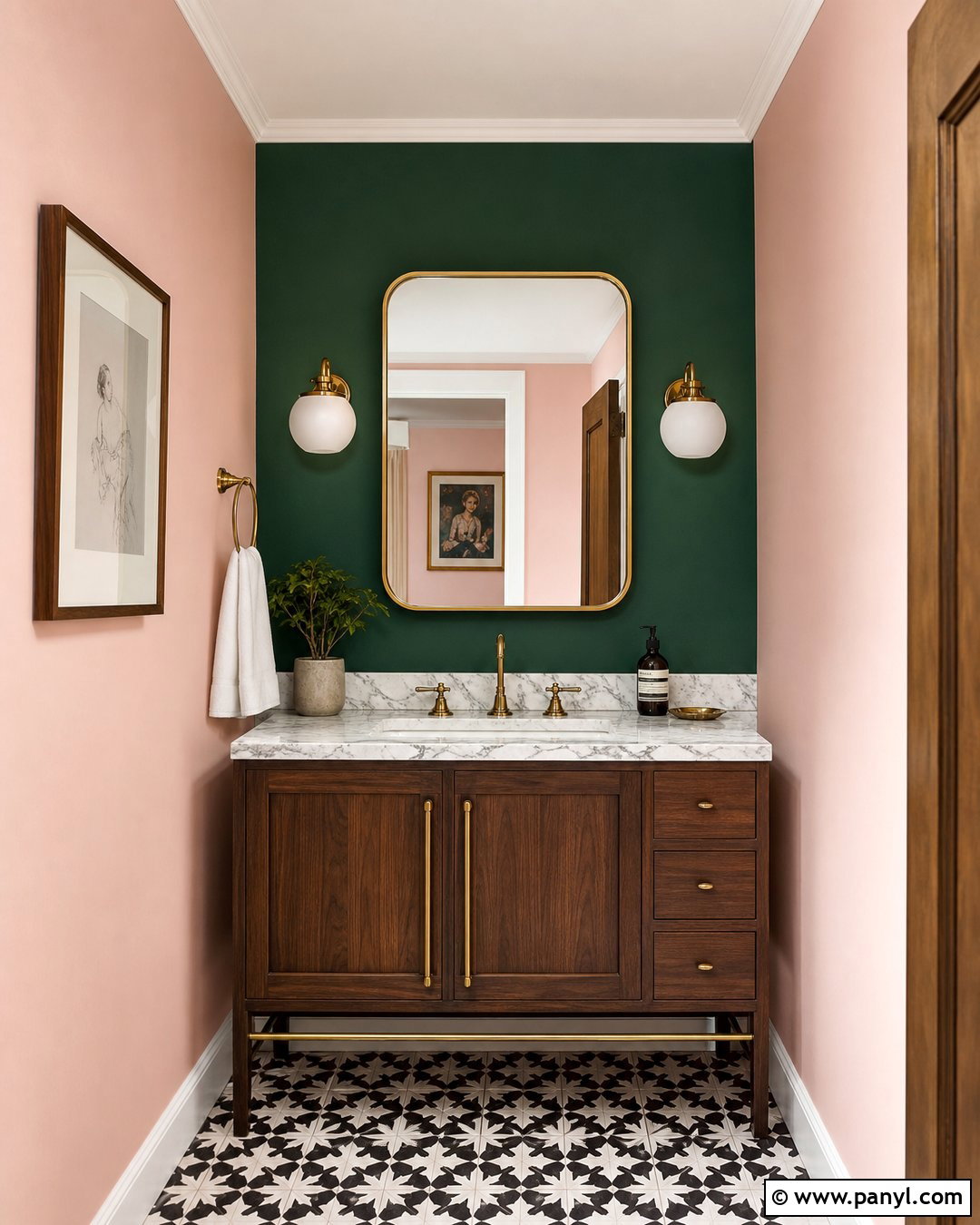 Emerald Green And Soft Pink Wall Color Combination - 25 Color Combination For Wall Ideas