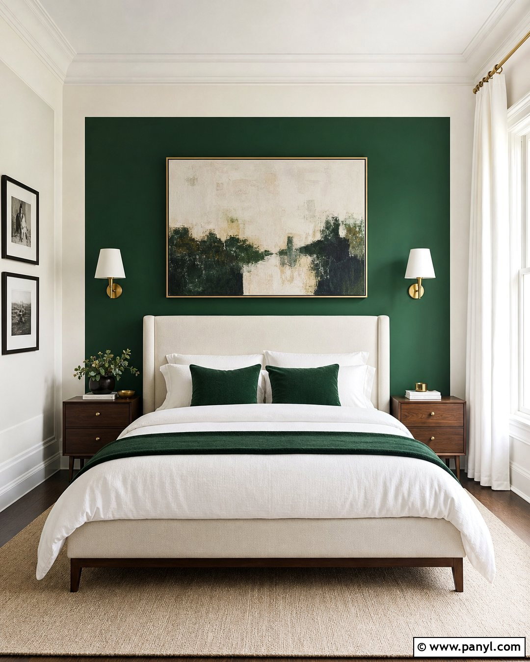 Emerald Green And Soft White Two Color Wall - 25 2 Color Wall ideas