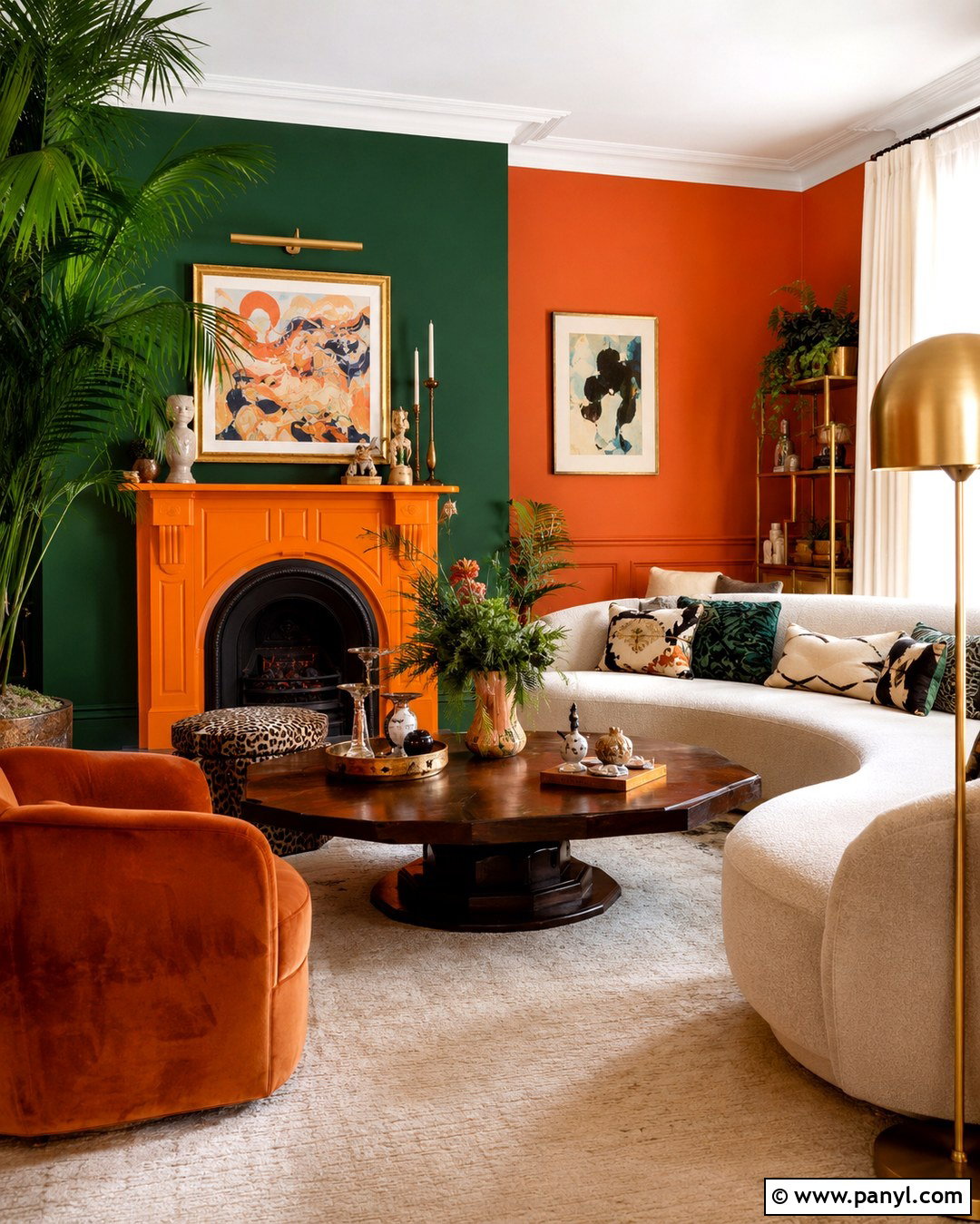 Emerald Green And Tangerine Accent Wall - 20 Orange And Green Accent Wall Ideas