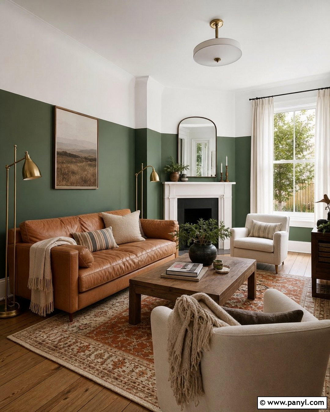 Emerald Green And Warm White Half Painted Walls - 35 half and half painted walls