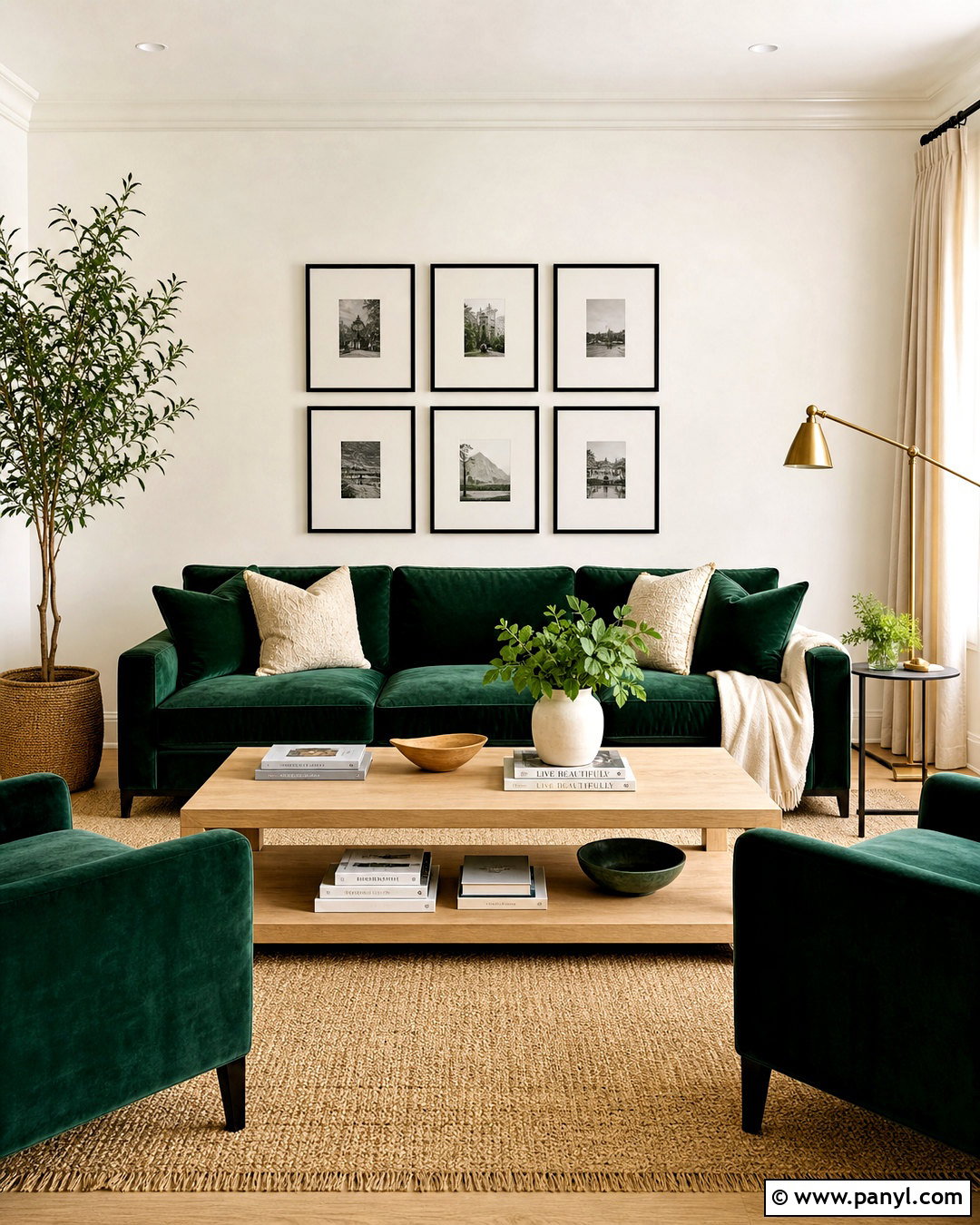Emerald Green And Warm White Living Room - 20 emerald green colour palette ideas