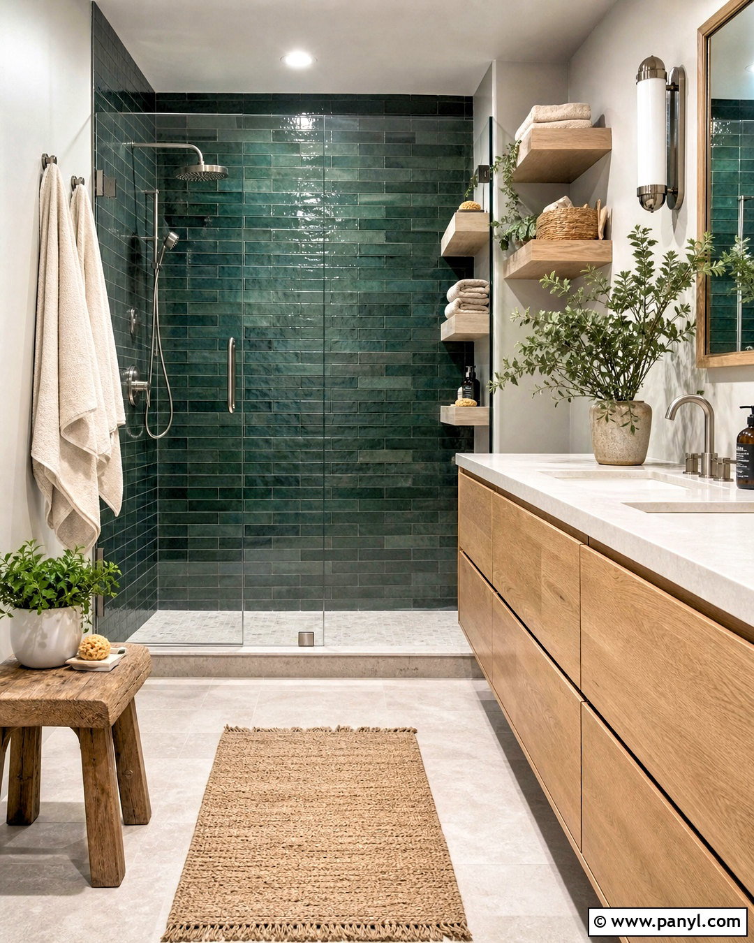 Emerald Green And Wood Bathroom - 20 emerald green bathroom ideas
