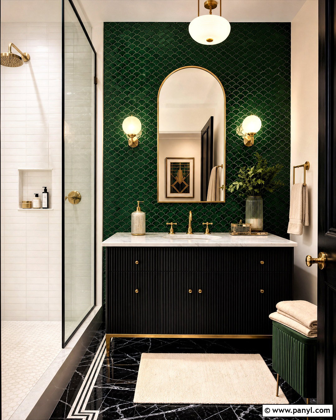 Emerald Green Art Deco Bathroom - 20 emerald green bathroom decor ideas