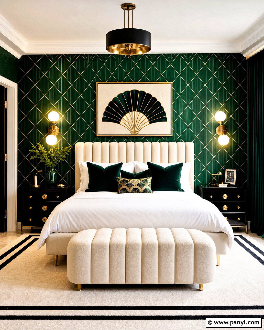 Emerald Green Art Deco Guest Room - 20 emerald green room decor ideas