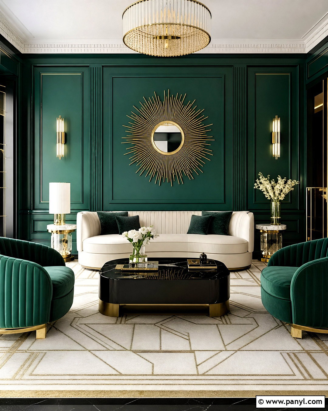 Emerald Green Art Deco Interior - 20 emerald green interior design ideas