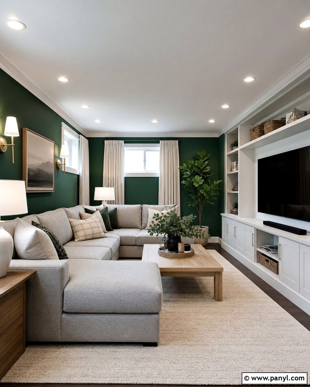 Emerald Green Basement Family Room - 30 Emerald Green Wall Paint Ideas