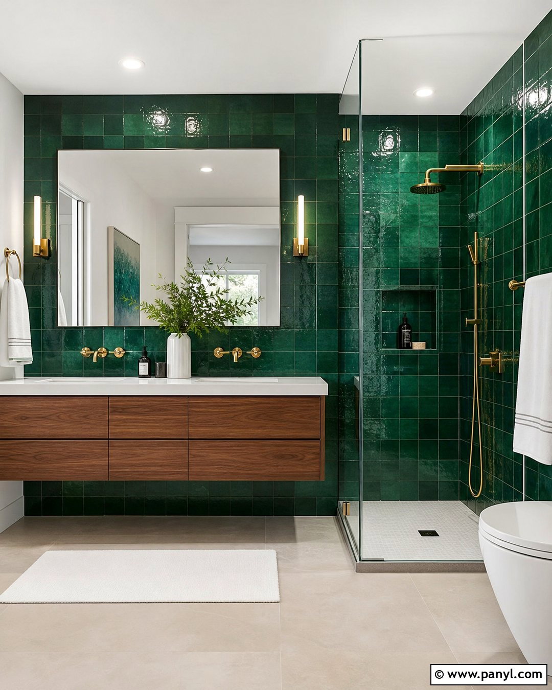 Emerald Green Bathroom Tile Wall - 35 green wall interior ideas