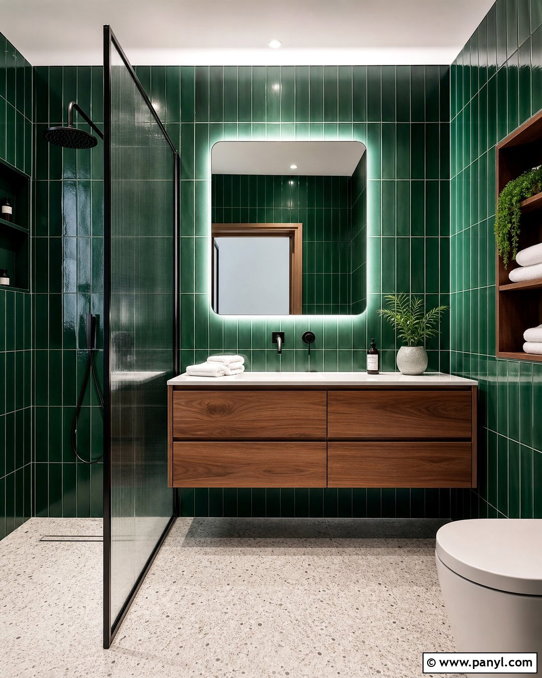 Emerald Green Bathroom Tile Walls - 35 Bathroom Green Walls