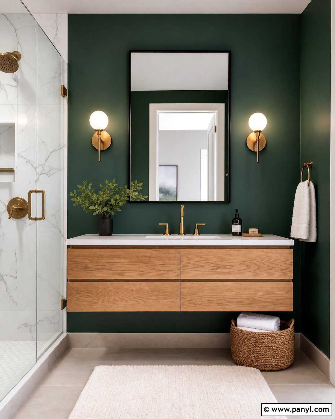 Emerald Green Bathroom Wall - 30 Green Color Wall Ideas
