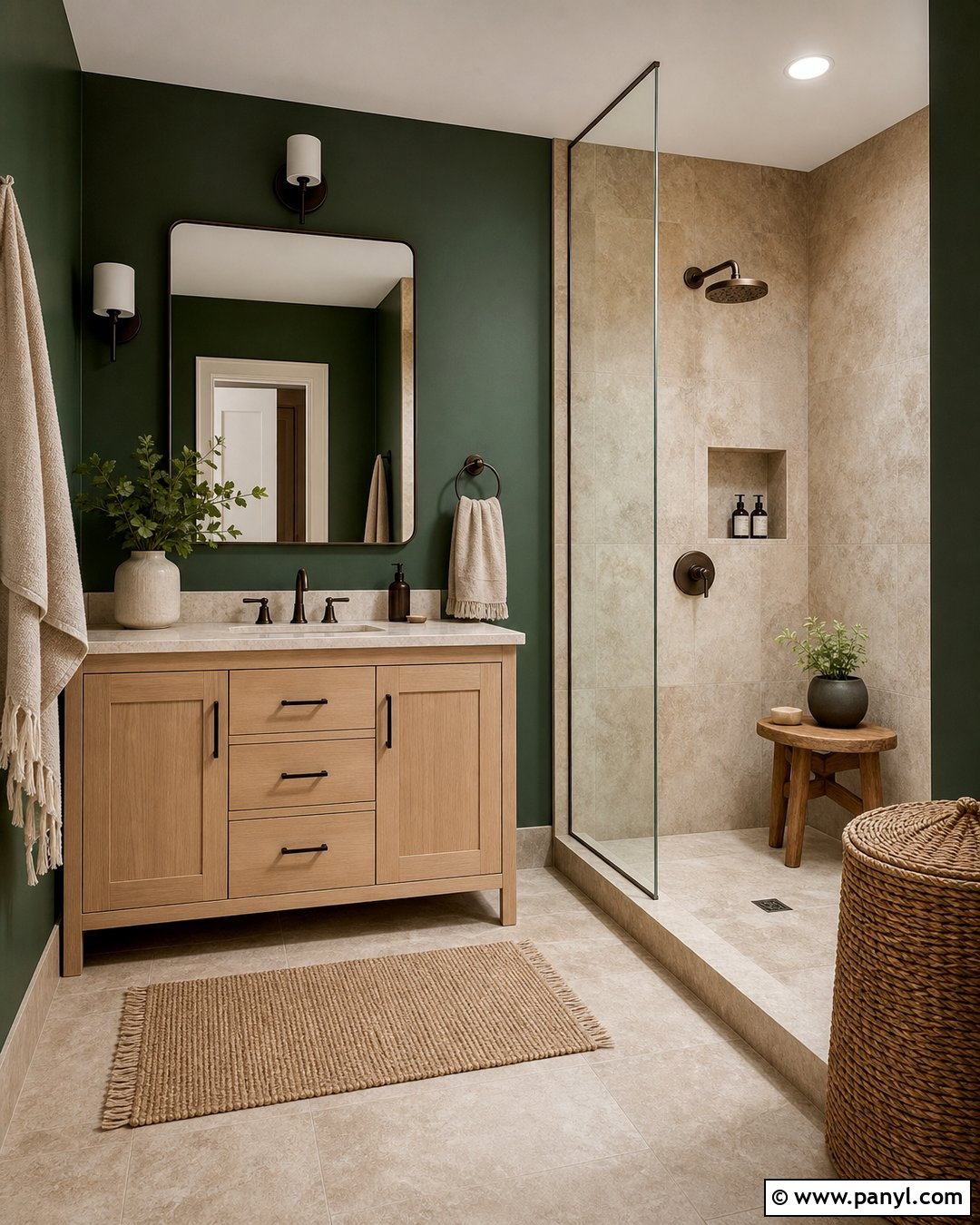 Emerald Green Bathroom Walls With Beige Stone - 25 Emerald Green Bathroom Walls