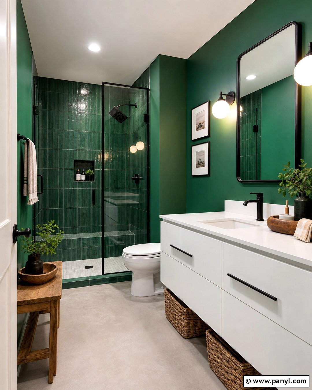 Emerald Green Bathroom Walls With Black Fixtures - 25 Emerald Green Bathroom Walls