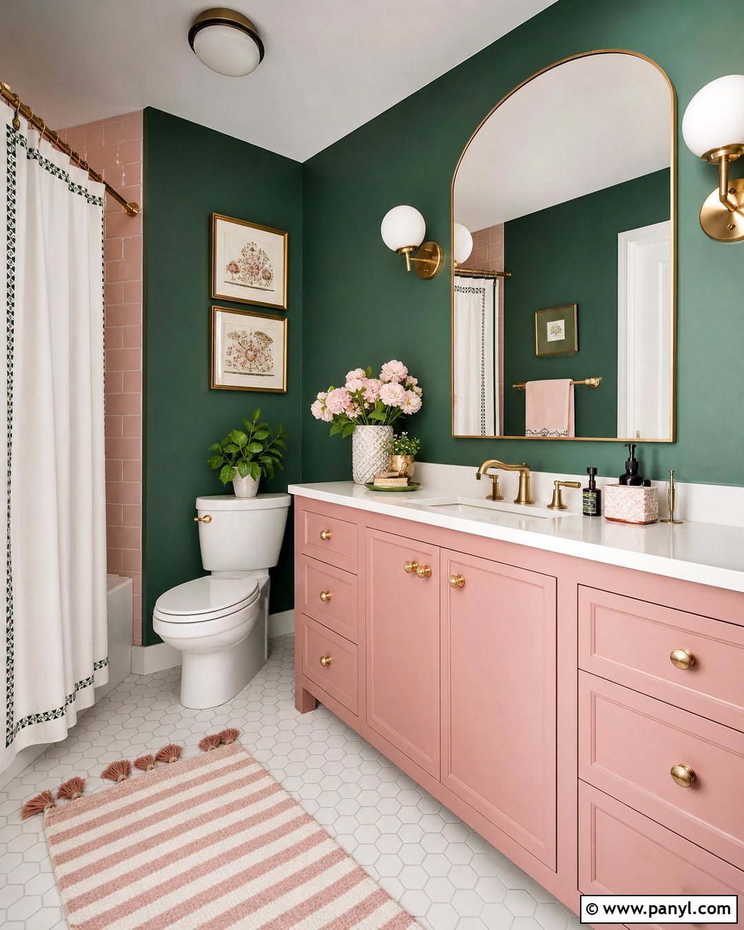 Emerald Green Bathroom Walls With Pink Accents - 25 Emerald Green Bathroom Walls