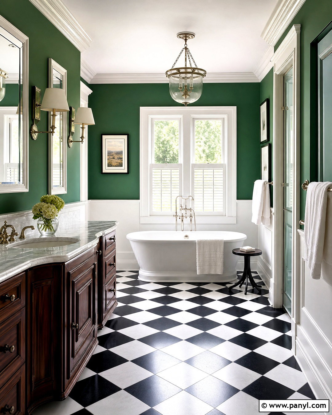 Emerald Green Bathroom With Checkerboard Floor - 20 emerald green bathroom ideas
