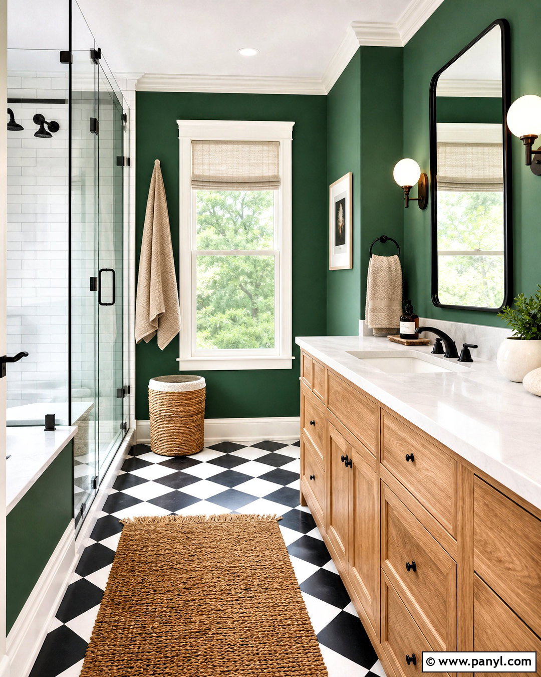 Emerald Green Bathroom With Checkerboard Floor - 20 emerald green bathroom decor ideas