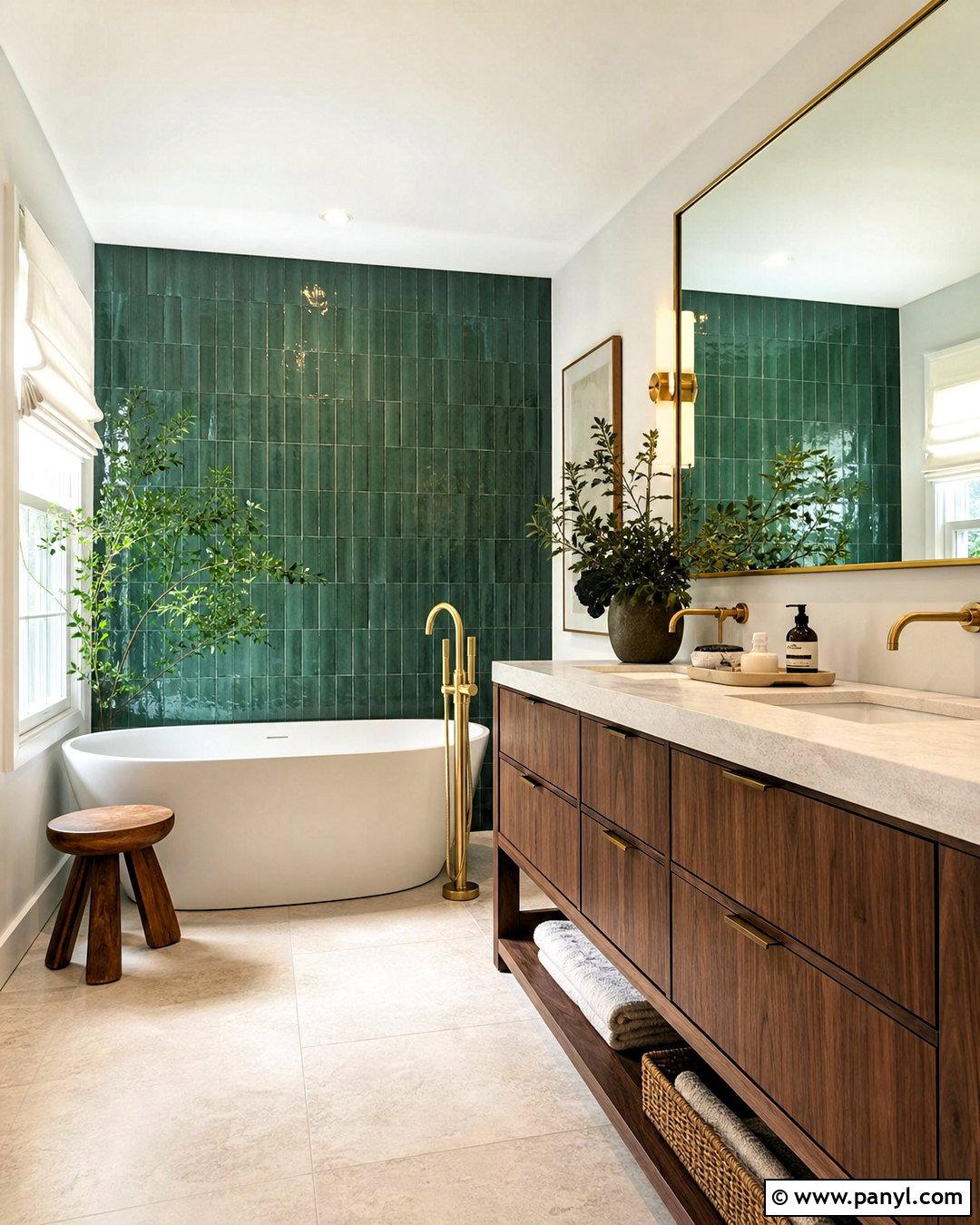 Emerald Green Bathroom With Freestanding Tub - 20 emerald green bathroom decor ideas