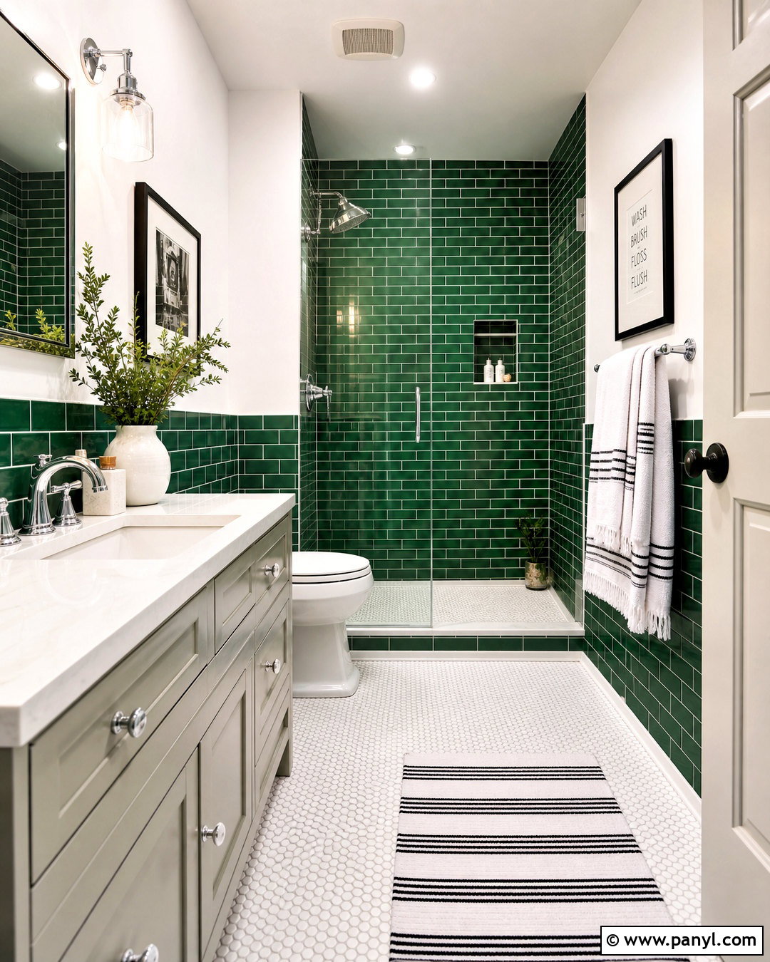 Emerald Green Bathroom With Subway Tile - 20 emerald green bathroom ideas