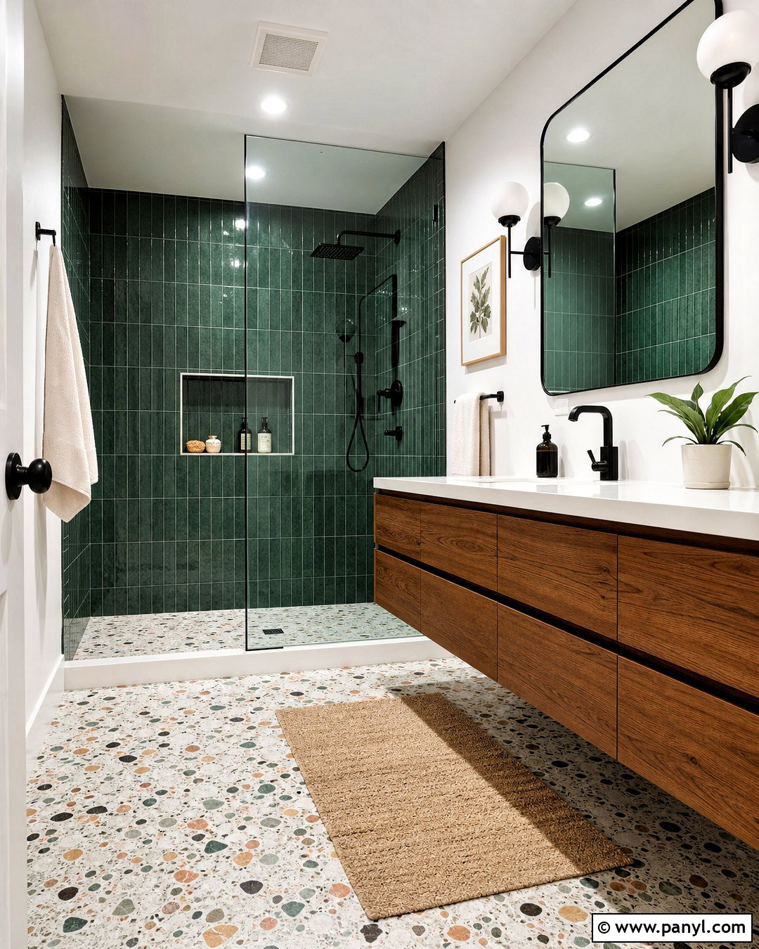 Emerald Green Bathroom With Terrazzo - 20 emerald green bathroom ideas