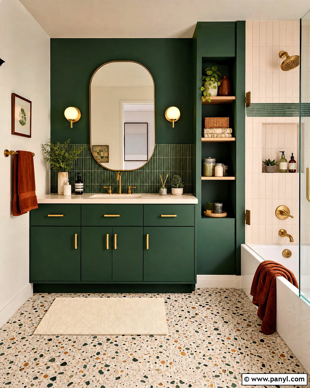 Emerald Green Bathroom With Terrazzo - 20 emerald green bathroom decor ideas