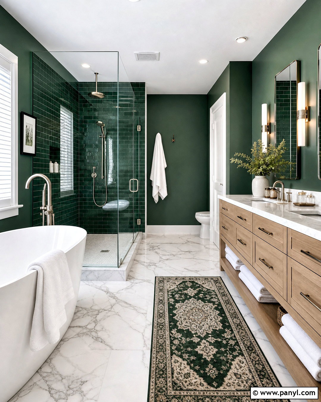 Emerald Green Bathroom With White Marble - 20 emerald green bathroom ideas