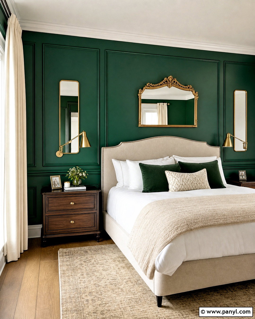 Emerald Green Bedroom Wall With Panel Molding - 20 royal paint wall design for bedroom ideas