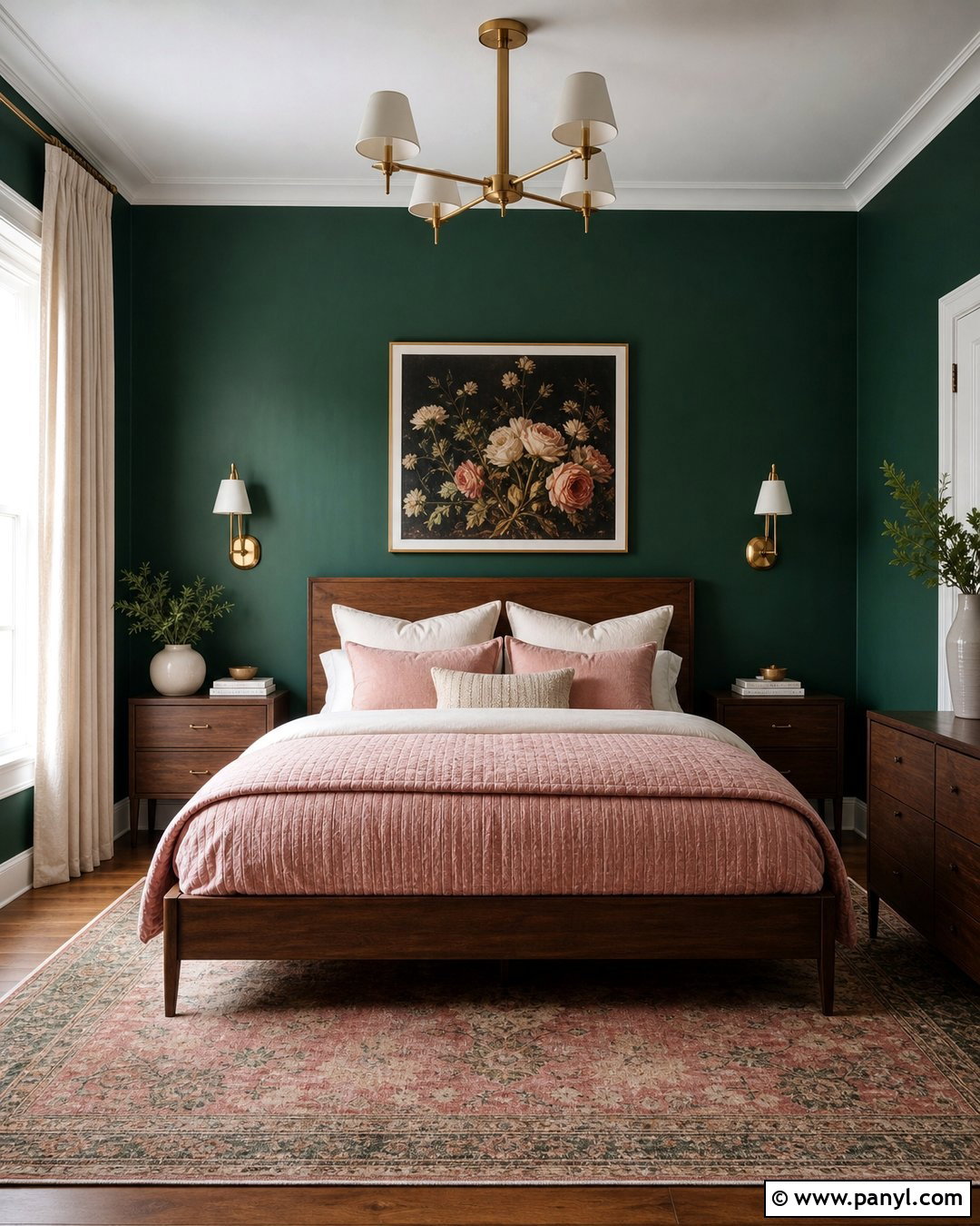 Emerald Green Bedroom With Blush Pink - 30 emerald green walls