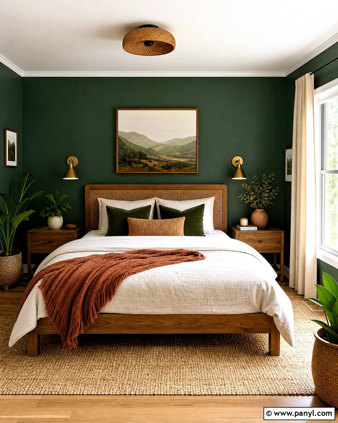 Emerald Green Bedroom With Wood Furniture - 20 emerald green home decor ideas