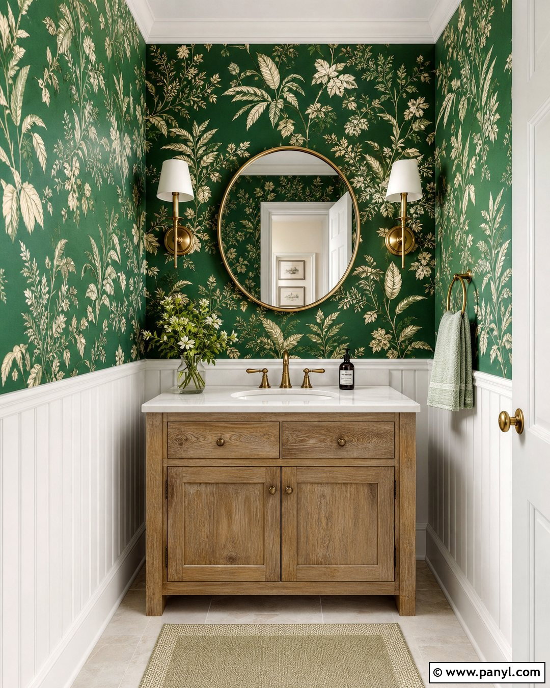 Emerald Green Botanical Wallpaper Walls - 25 Emerald Green Bathroom Walls