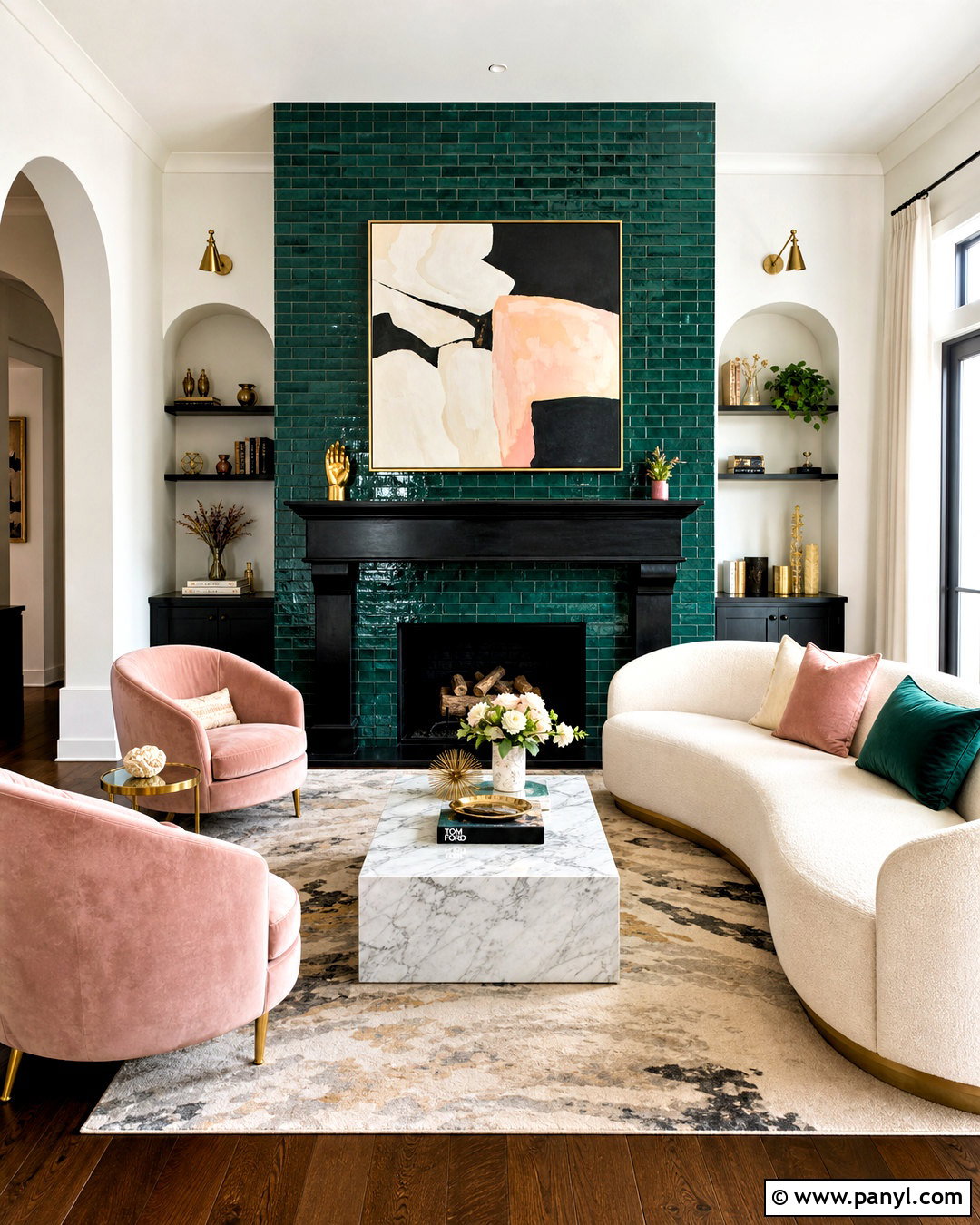 Emerald Green Brick Fireplace - 20 green brick fireplace ideas