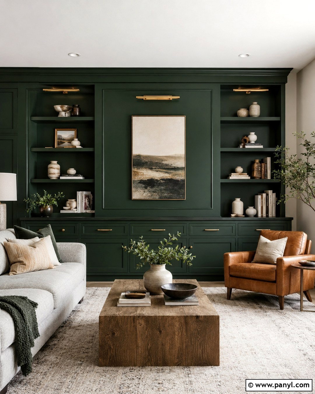 Emerald Green Built-In Wall - 20 Pop Of Color Wall Paint Ideas