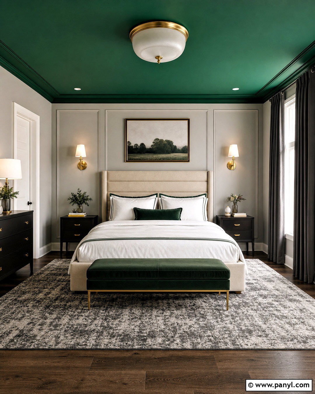 Emerald Green Ceiling Bedroom - 20 green ceiling bedroom ideas