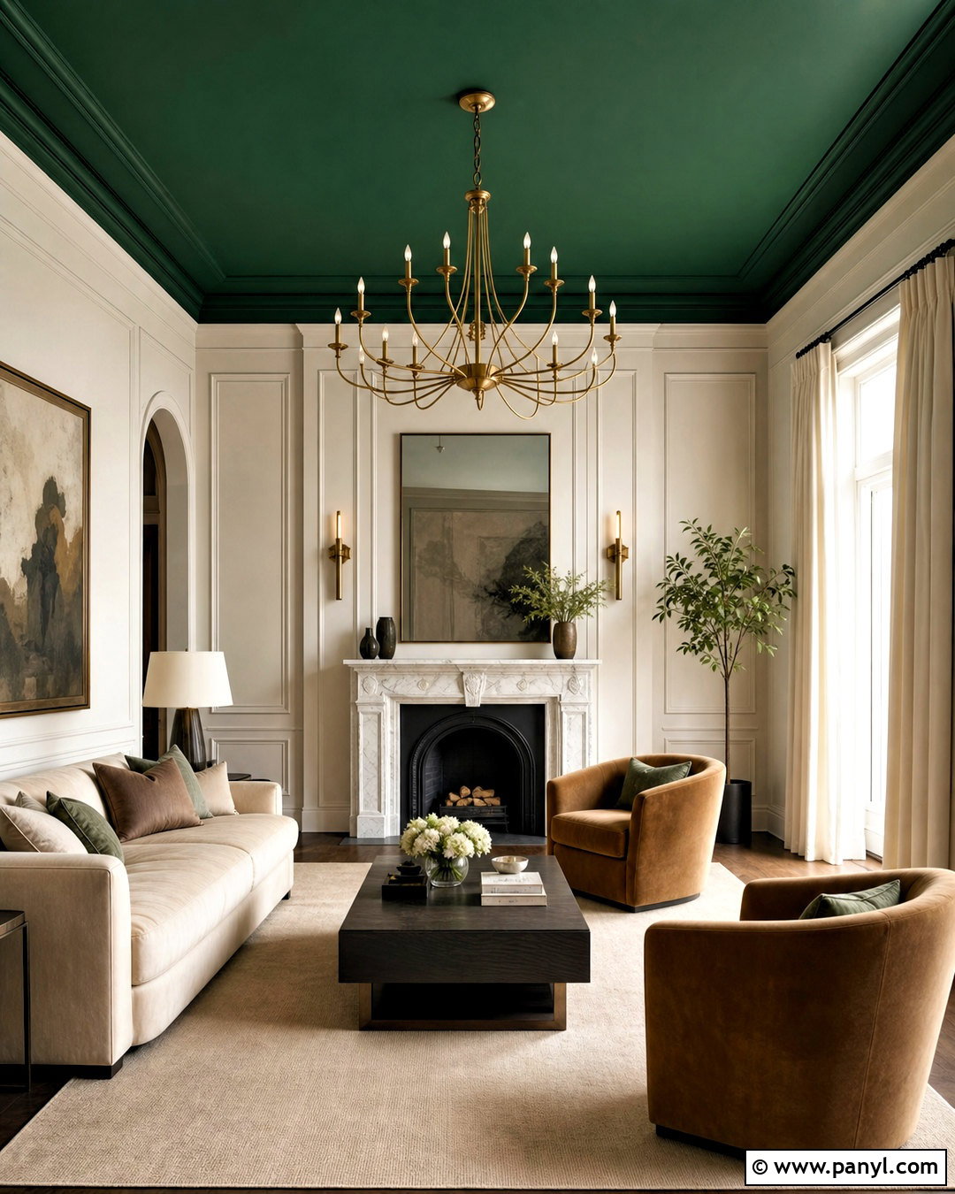 Emerald Green Ceiling Living Room - 20 green ceiling living room ideas