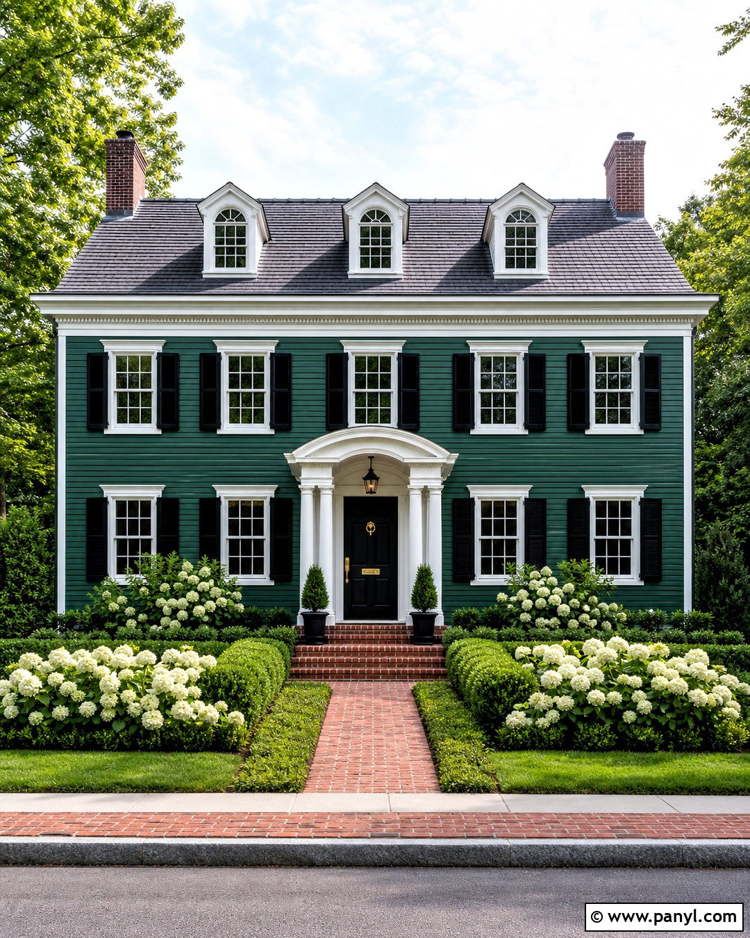 Emerald Green Colonial House - 20 emerald green house ideas