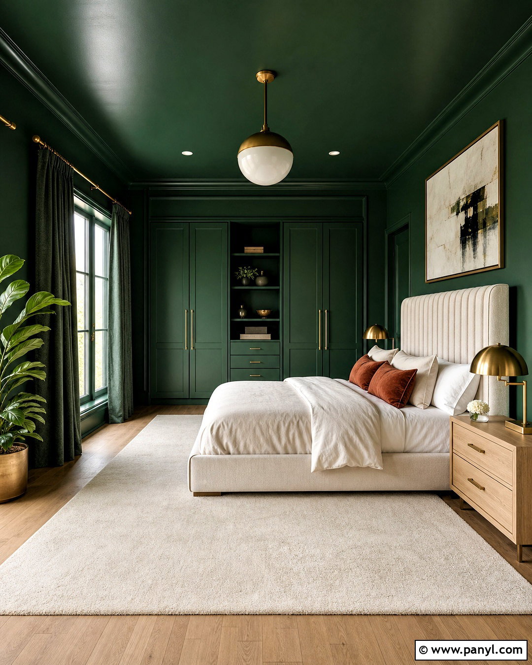 Emerald Green Color Drenched Bedroom - 20 emerald green room decor ideas