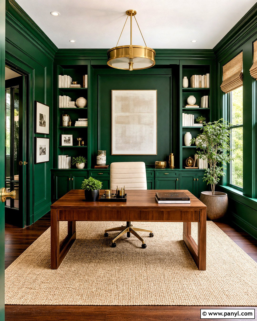 Emerald Green Color-Drenched Office - 20 emerald green office ideas