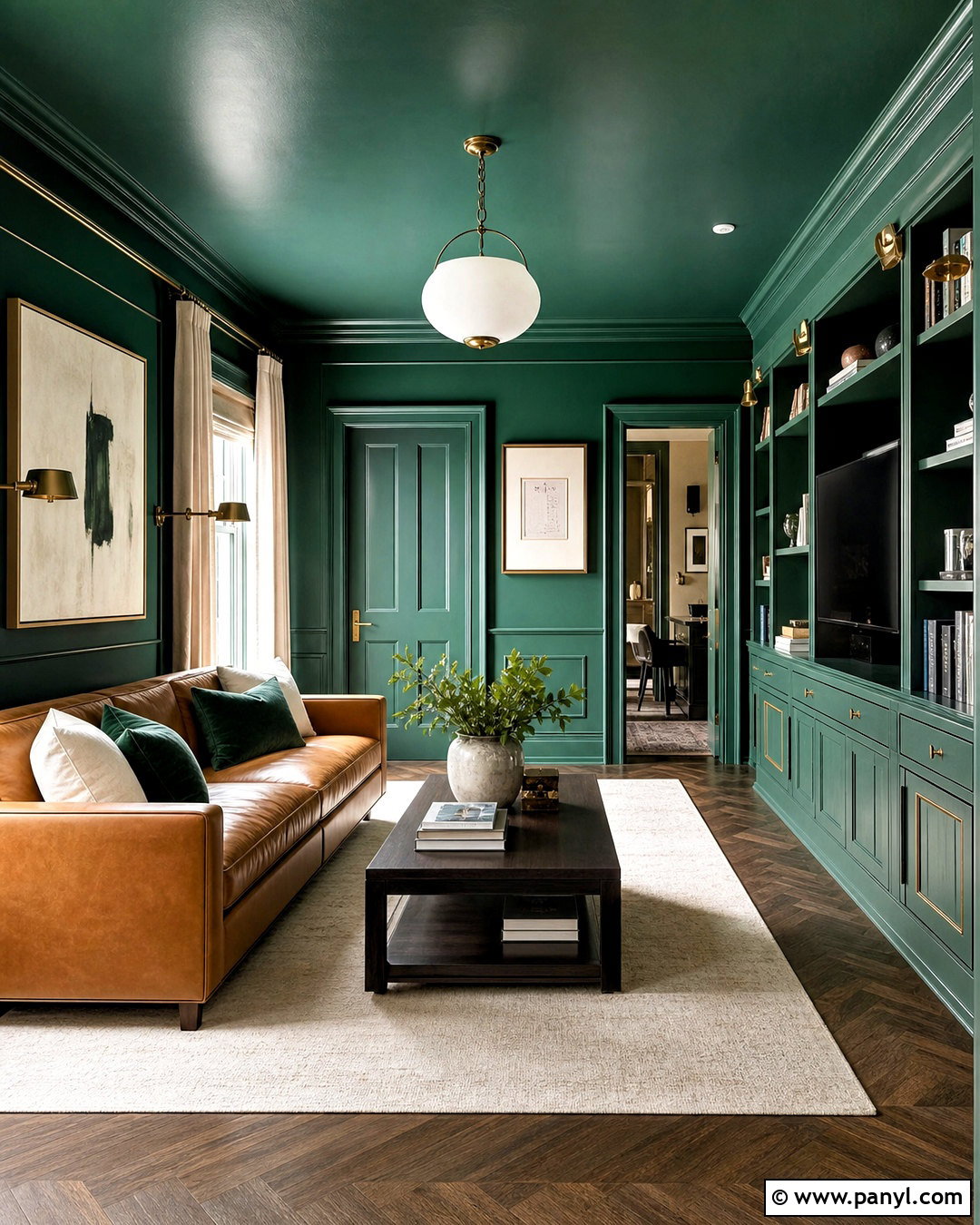 Emerald Green Color Drenching - 20 emerald green interior design ideas