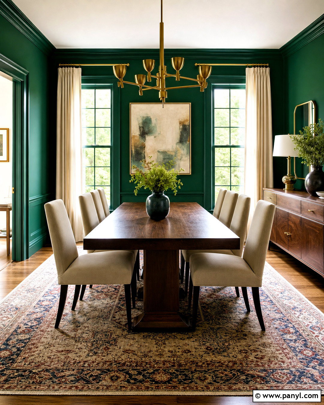 Emerald Green Dining Room - 20 green color room ideas