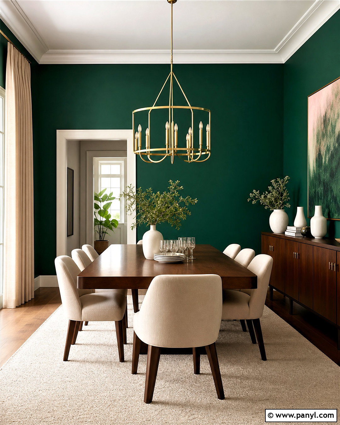 Emerald Green Dining Room - 20 green interior design ideas